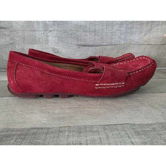 White Mountain Womens Skipper Red Suede Driving Penny Loafers Size 9 - Picture 2 of 5